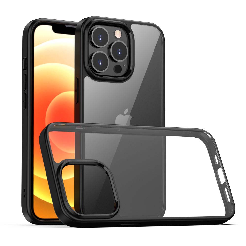 TPU Sterk Hoesje Met Doorzichtige Achterkant voor iPhone 13 Pro - Zwart