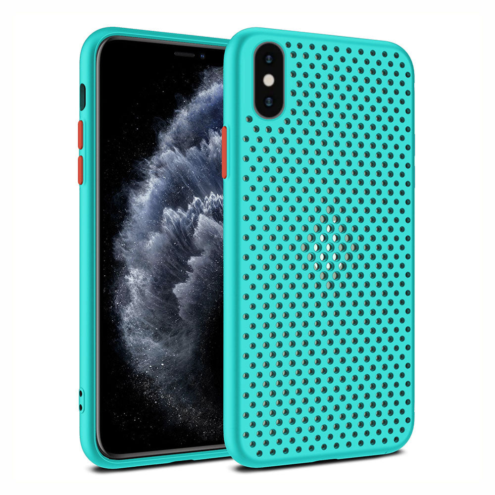 iPhone X/Xs siliconen hoesje met gaatjes - Blauw