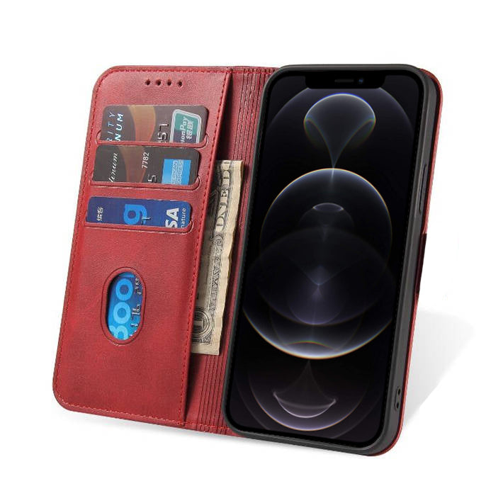 iPhone 12 Pro Max leren hoesje met magnetische sluiting - Rood