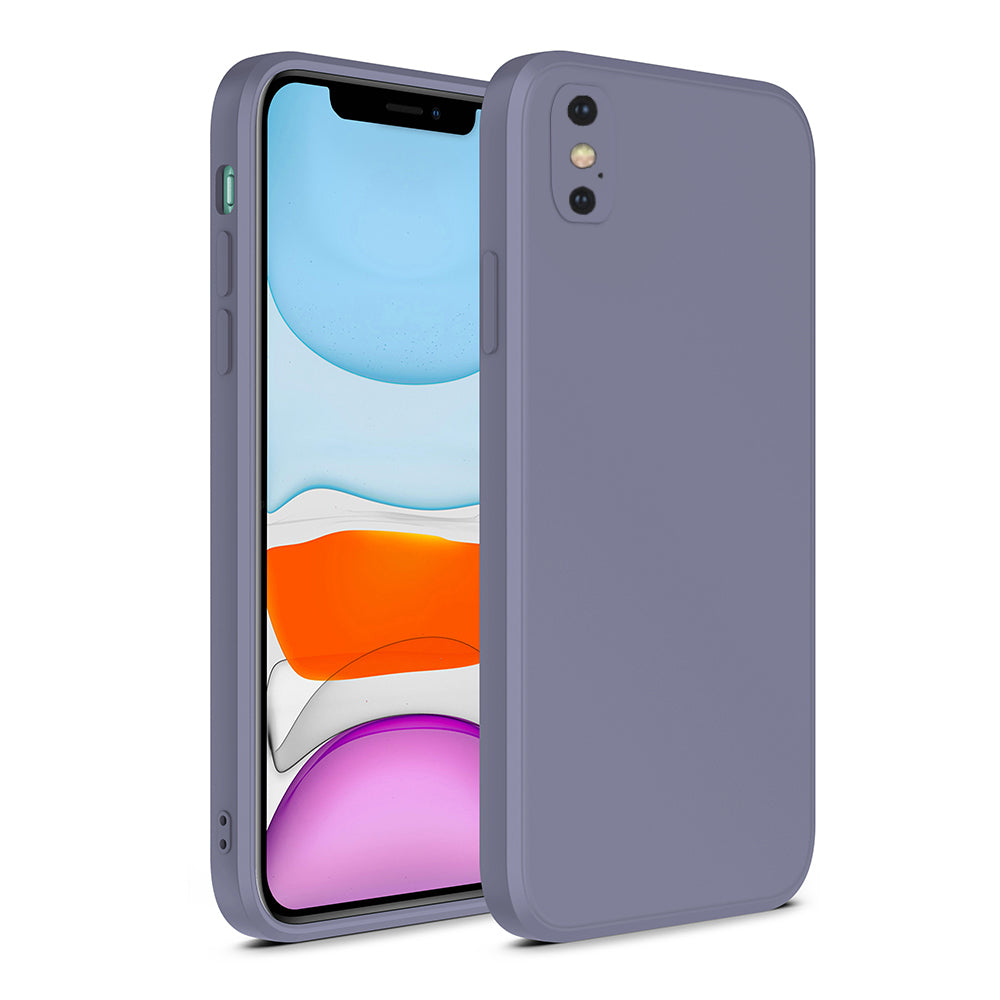 iPhone X/Xs siliconen hoesje met zachte binnenkant - Paars Grijs
