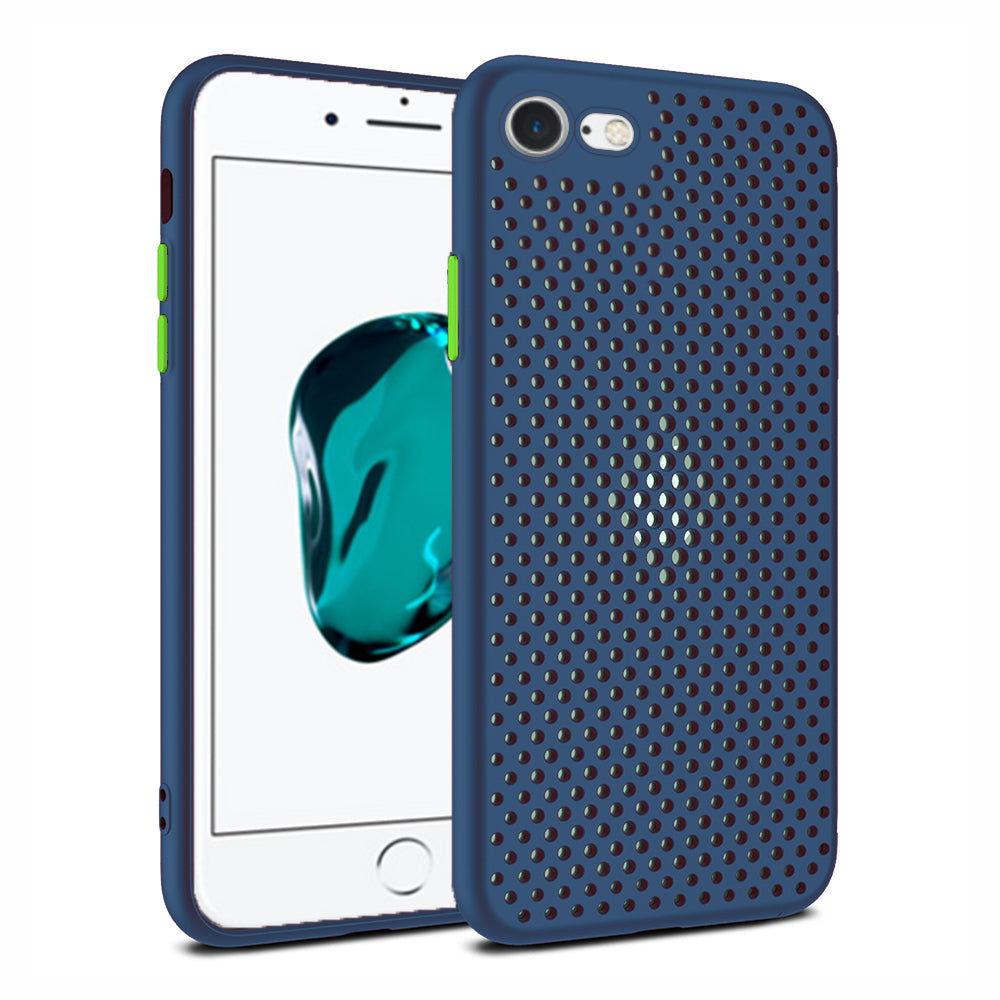 iPhone 6/6s Plus siliconen hoesje met gaatjes - Donkerblauw