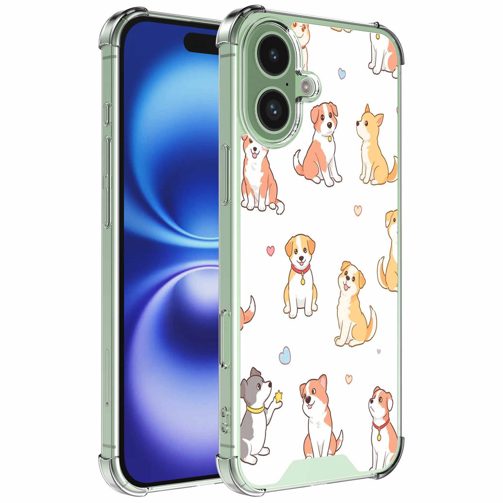 Geschikt voor iPhone 16 Telefoonhoesje
met Honden opdruk - Draadloos op te laden - Shockproof Siliconen TPU Strong
Case - Sterk Schokbestendig Telefoonhoesje