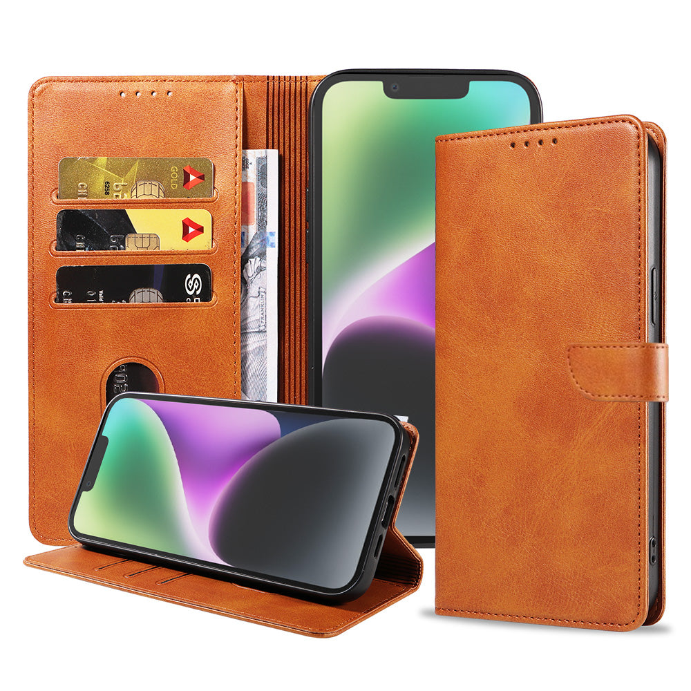 Geschikt voor iPhone 14 Plus
Telefoonhoesje Kunstleer met Magnetisch lipje en Pasjeshouder Book Case met
Klepje - Bruin - Smartphonica