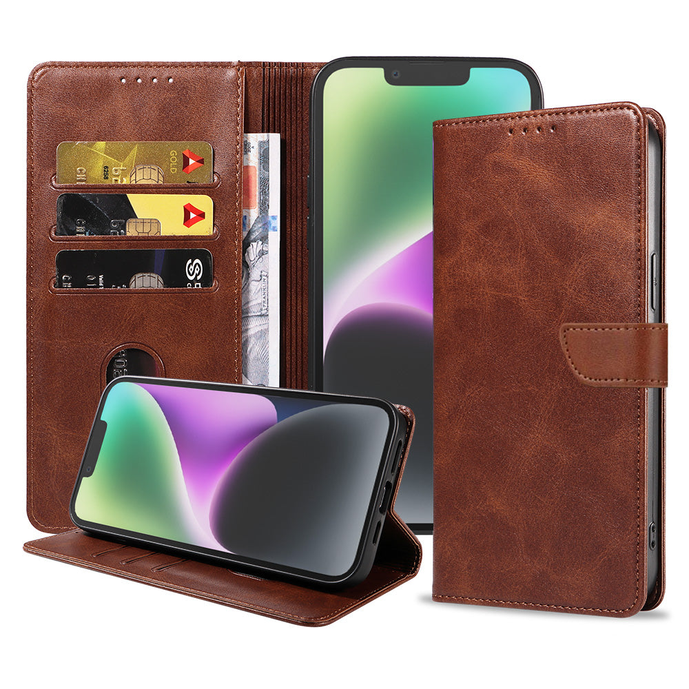 Geschikt voor iPhone 14 Plus
Telefoonhoesje Kunstleer met Magnetisch lipje en Pasjeshouder Book Case met
Klepje - Donkerbruin - Smartphonica