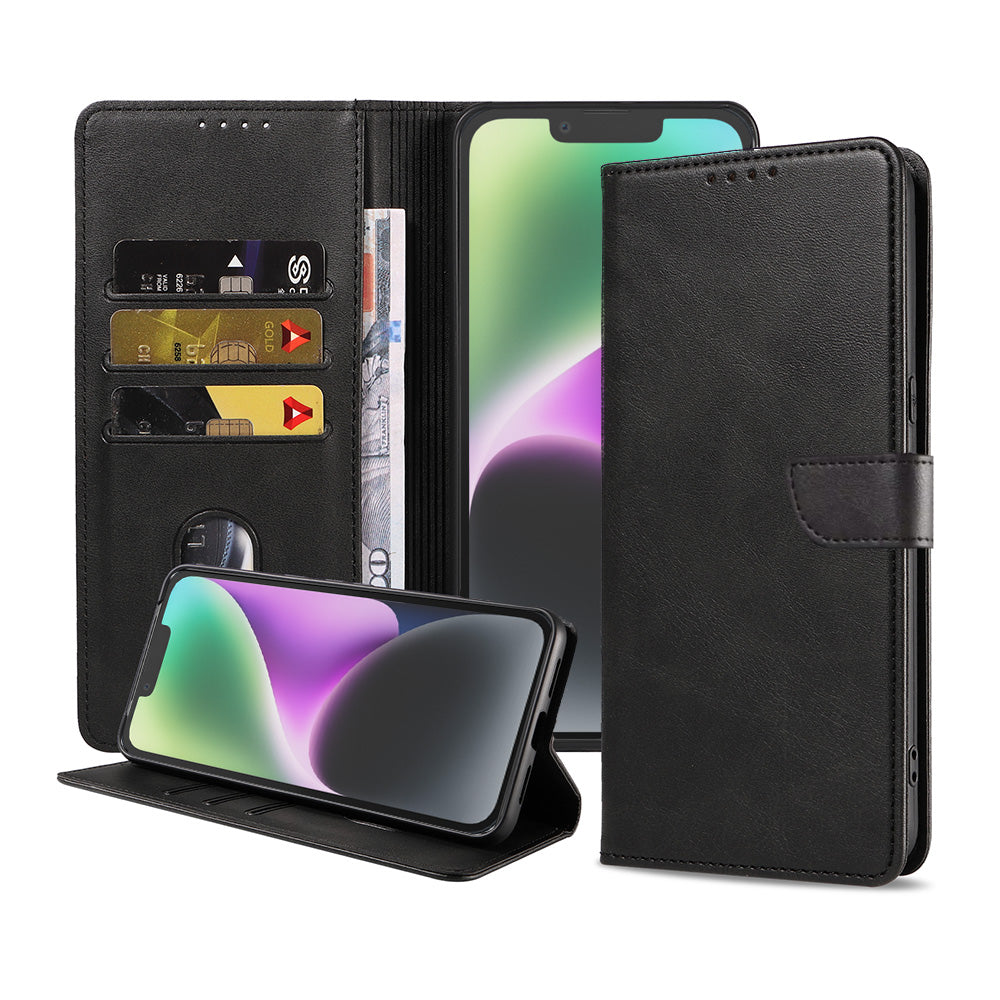 Geschikt voor iPhone 14 Plus
Telefoonhoesje Kunstleer met Magnetisch lipje en Pasjeshouder Book Case met
Klepje - Zwart - Smartphonica