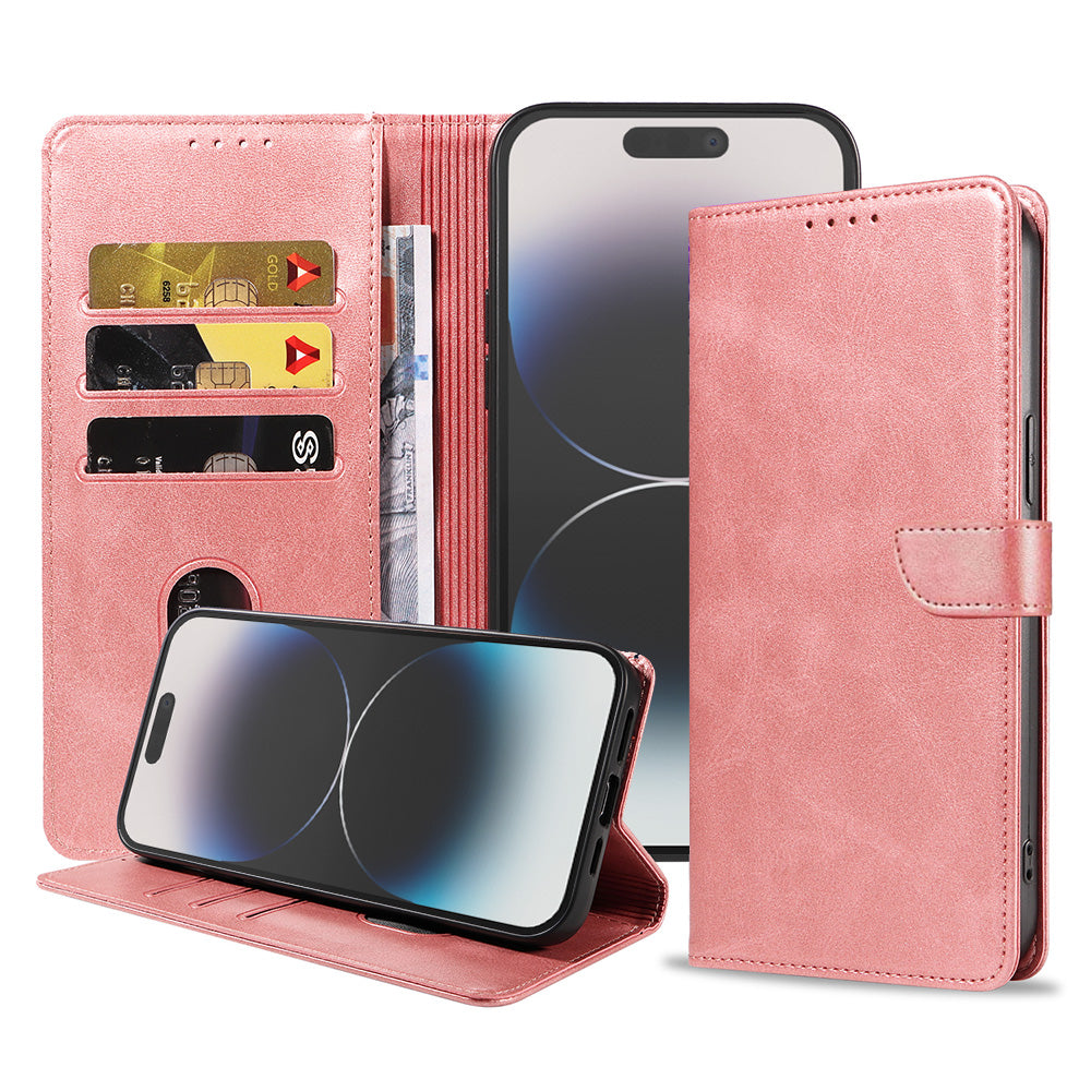 Geschikt voor iPhone 14 Pro
Telefoonhoesje Kunstleer met Magnetisch lipje en Pasjeshouder Book Case met
Klepje - Roze - Smartphonica