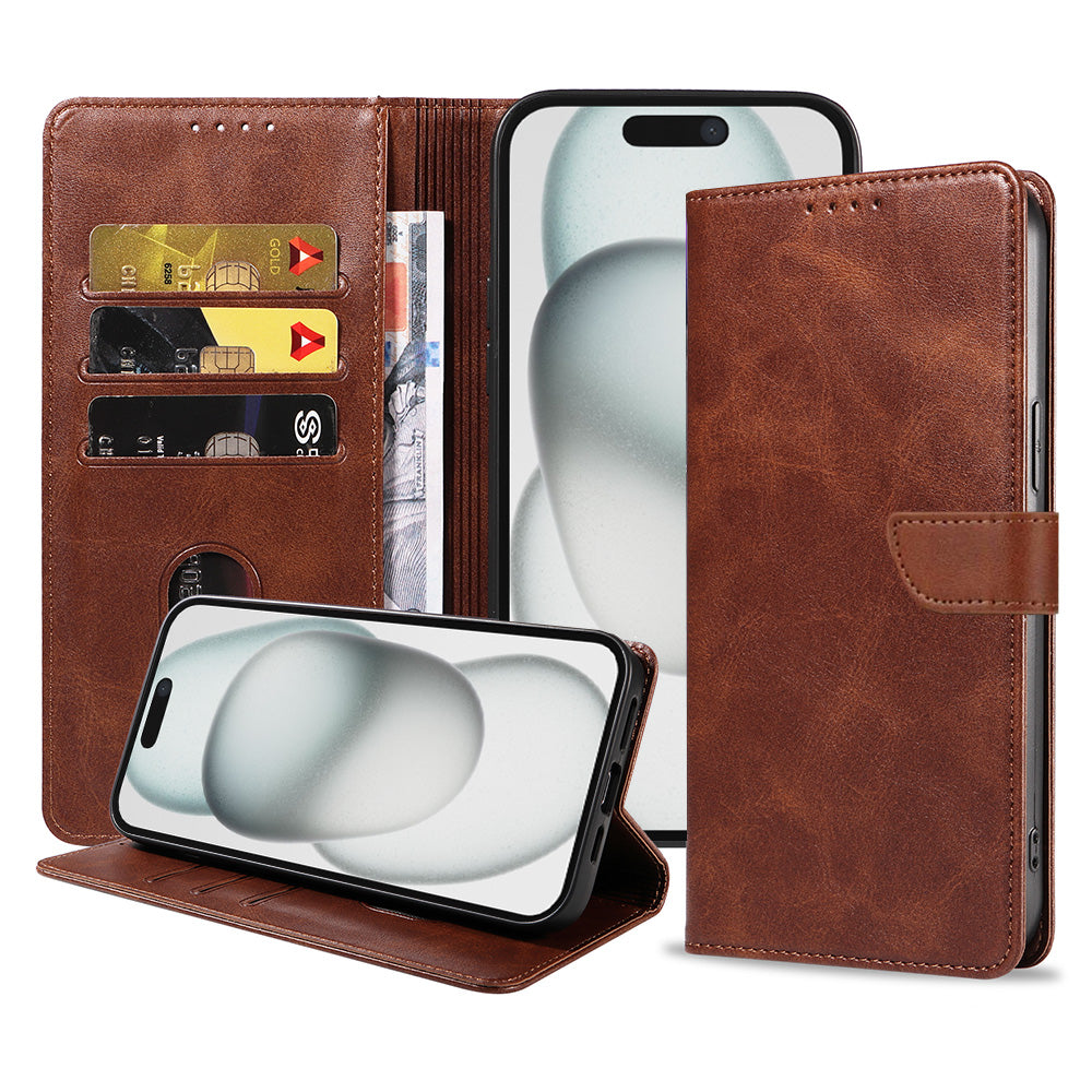 Geschikt voor iPhone 15 Plus
Telefoonhoesje Kunstleer met Magnetisch lipje en Pasjeshouder Book Case met
Klepje - Donkerbuin - Smartphonica