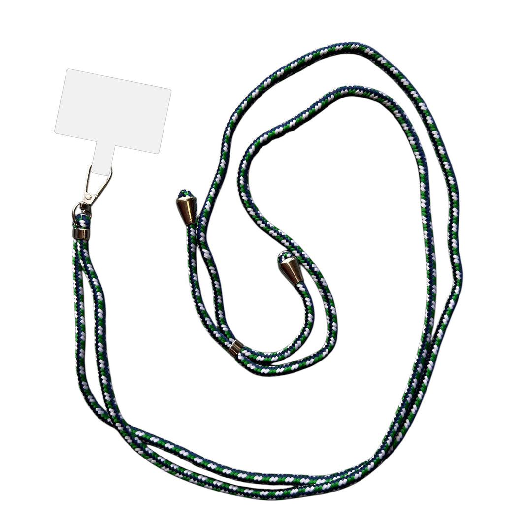 Smartphonica Telefoonkoord Universeel -
verstelbaar afneembaar koord voor mobiele telefoon - 150 CM - Telefoonketting
Blauw Groen Wit