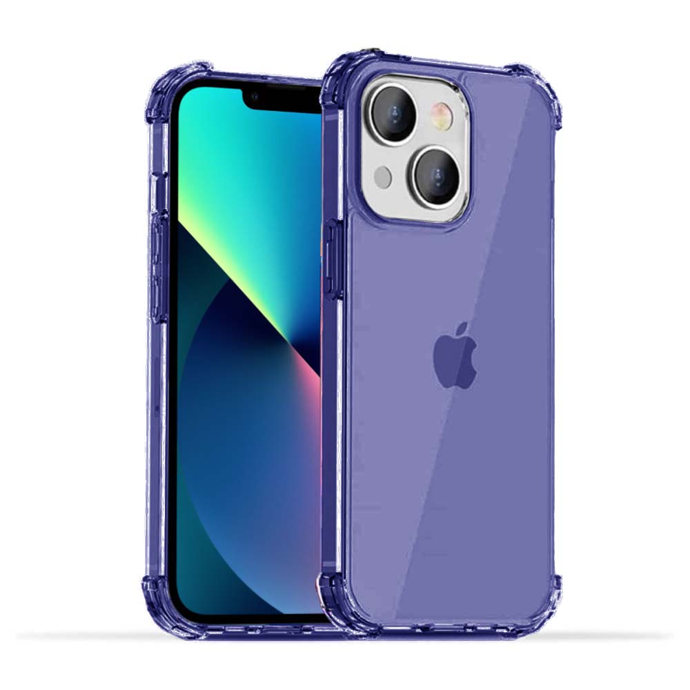 iPhone 13 Mini transparant shockproof siliconen hoesje met stootrand - Donkerblauw