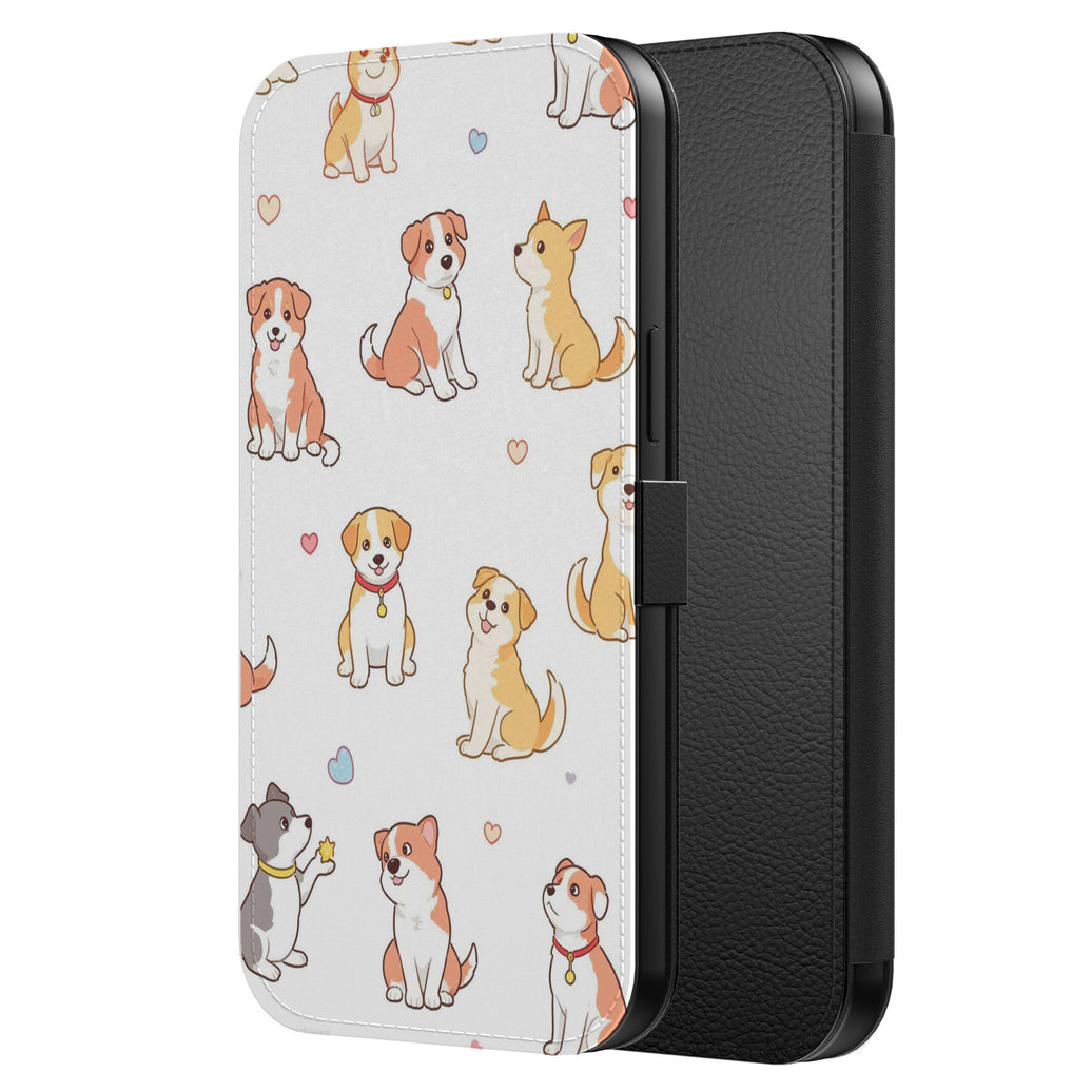 Telefoonhoesje Geschikt voor
iPhone 16 Kunstleren Bookcase Hoesje met Magnetisch Lipje en Pasjeshouder met
Honden Opdruk