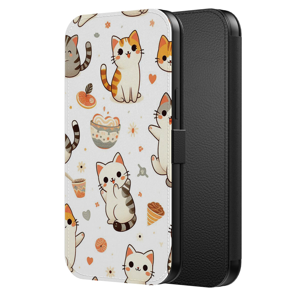 Telefoonhoesje Geschikt voor
iPhone 16 Kunstleren Bookcase Hoesje met Magnetisch Lipje en Pasjeshouder met
Poezen Opdruk