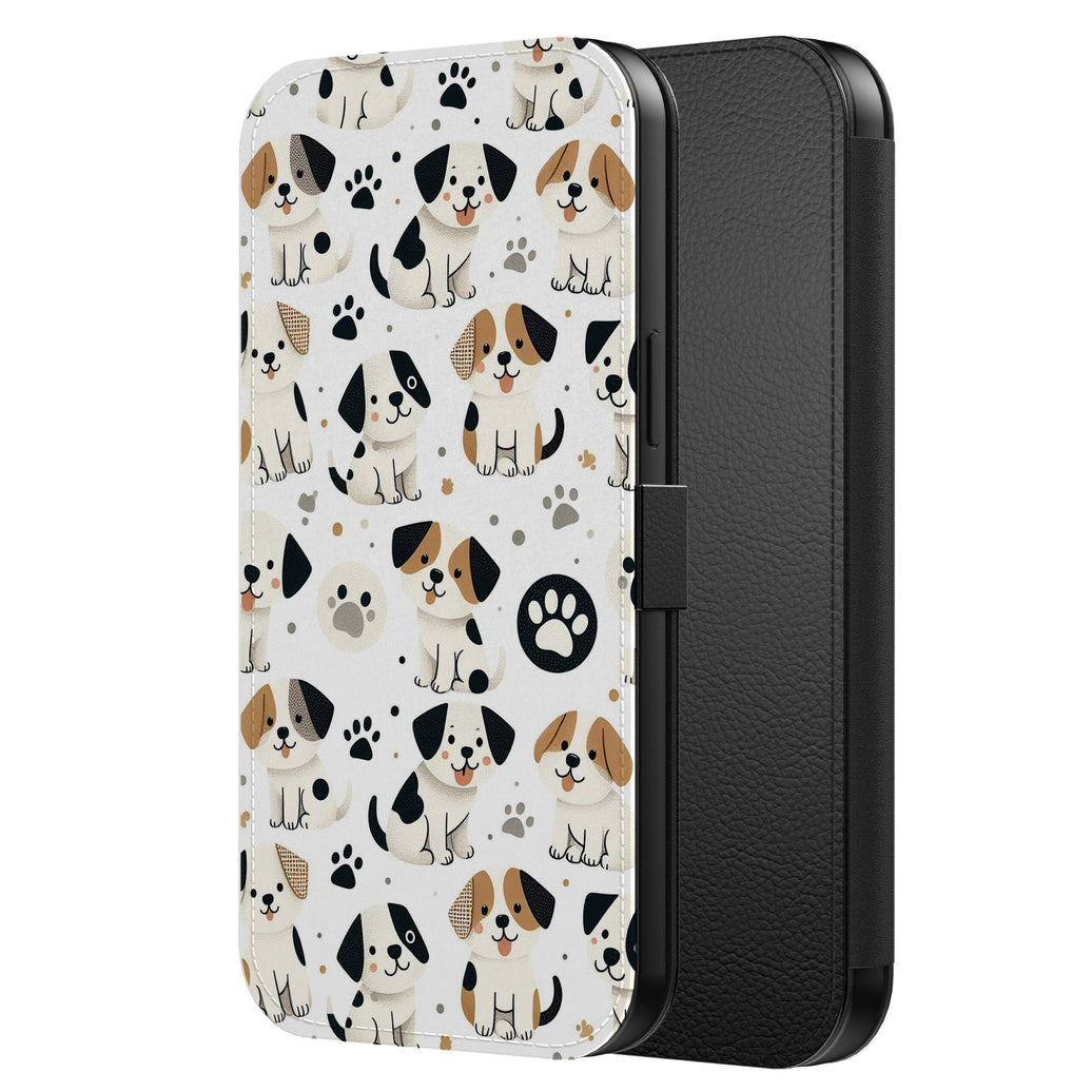 Telefoonhoesje Geschikt voor
iPhone 6/6s Kunstleren Bookcase Hoesje met Magnetisch Lipje en Pasjeshouder
met Honden en Pootjes Opdruk