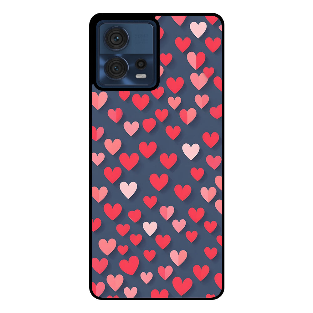 Telefoonhoesje Geschikt voor
Motorola Edge 30 Fusion / Motorola Moto S30 Pro met Roze en Rode Hartjes
Opdruk - TPU Backcover Case With Rosé and Red Heart Design