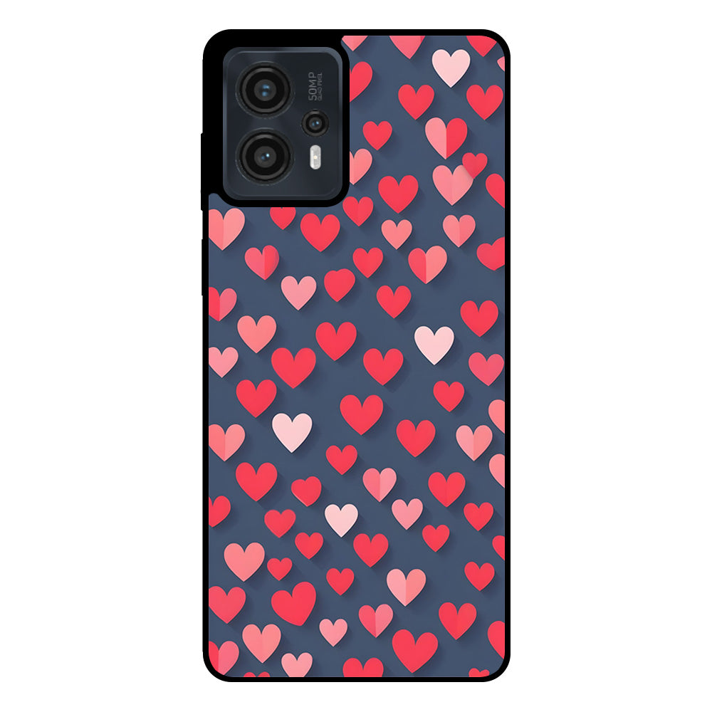 Telefoonhoesje Geschikt voor
Motorola Moto G13 / G23 / G53 met Roze en Rode Hartjes Opdruk - TPU Backcover
Case With Rosé and Red Heart Design