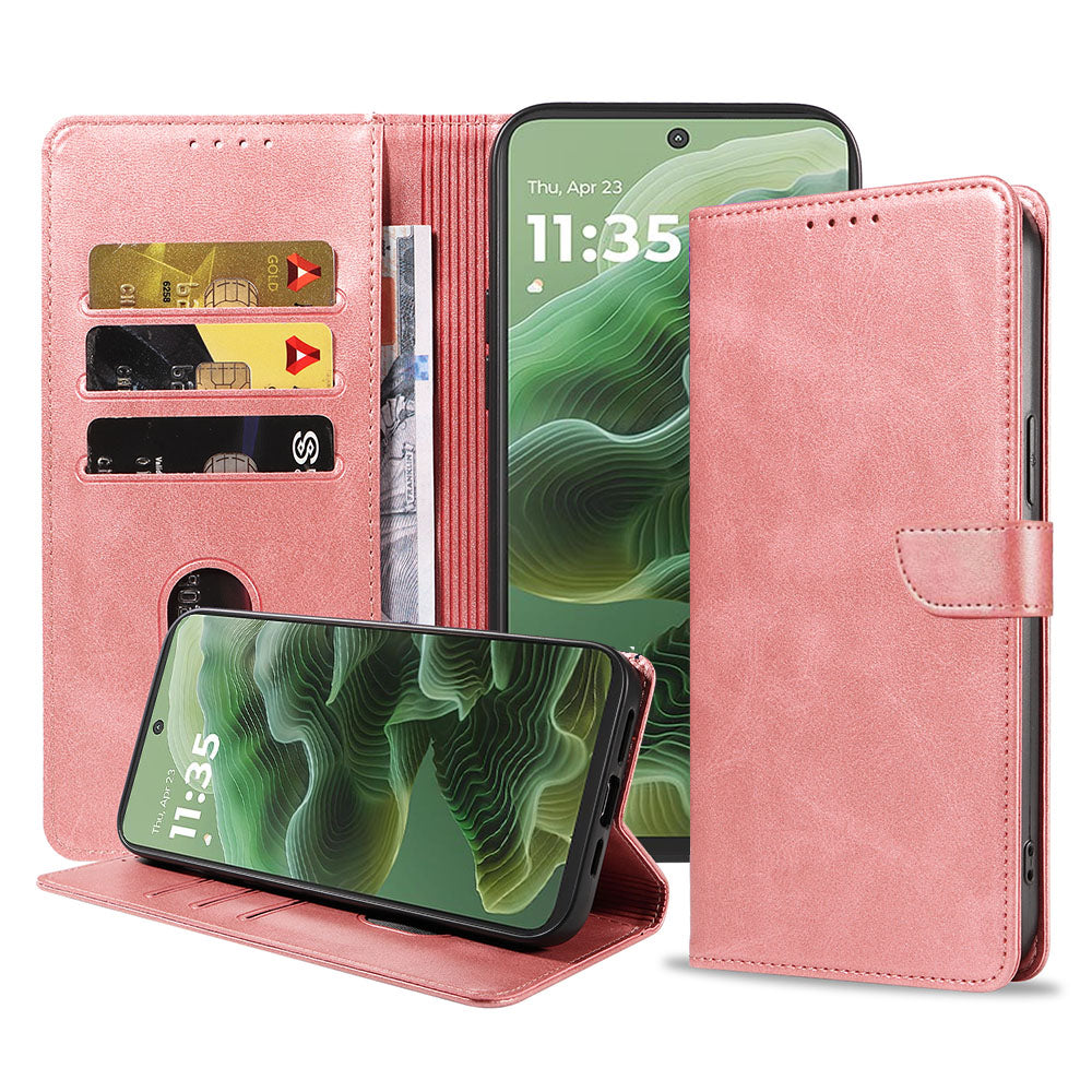 Geschikt voor Motorola Moto G35
Telefoonhoesje Kunstleer met Magnetisch lipje en Pasjeshouder Book Case met
Klepje - Walletcase with Cardslot - Rosé Goud - Smartphonica