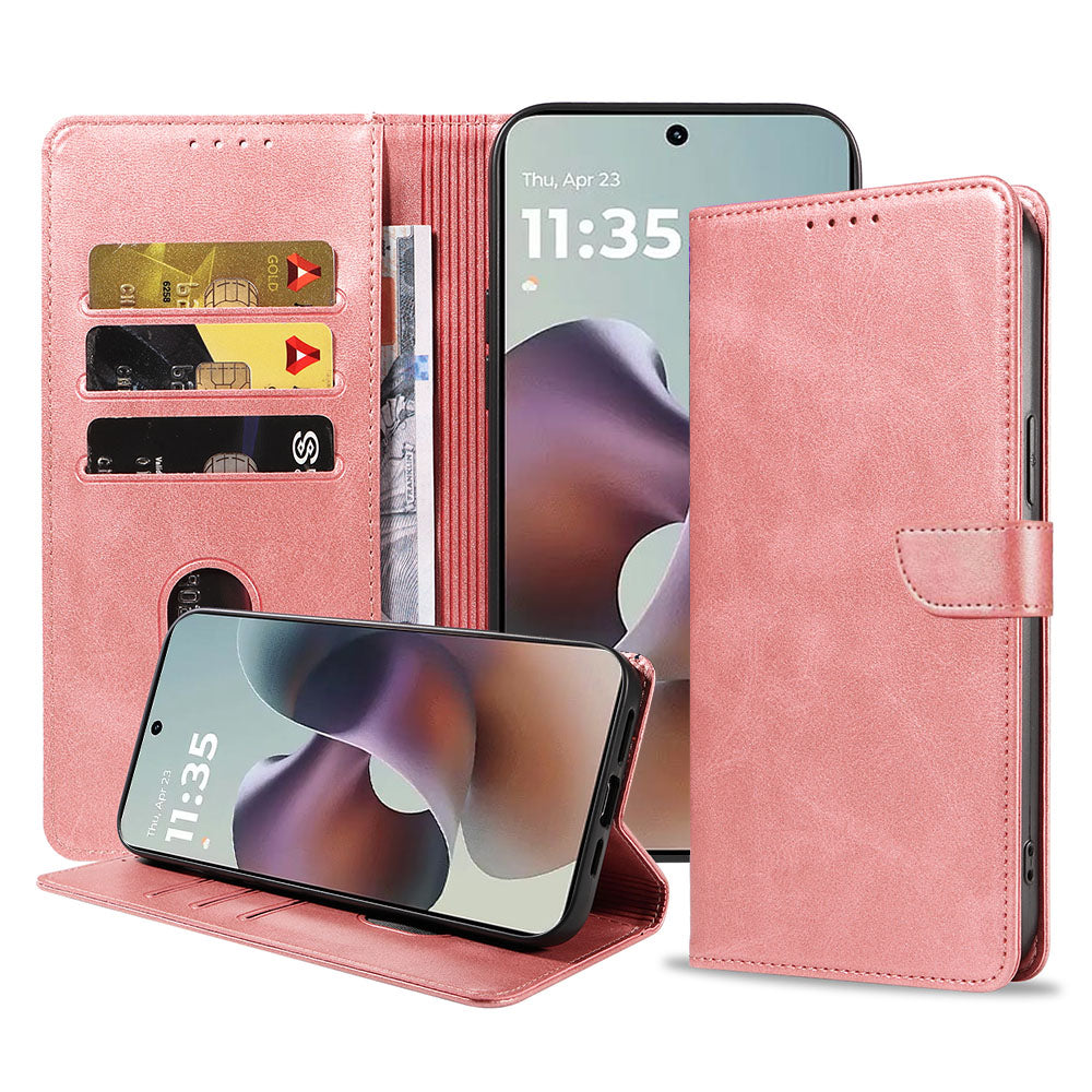 Geschikt voor Motorola Moto G56
Telefoonhoesje Kunstleer met Magnetisch lipje en Pasjeshouder Book Case met
Klepje - Walletcase with Cardslot - Rosé Goud - Smartphonica