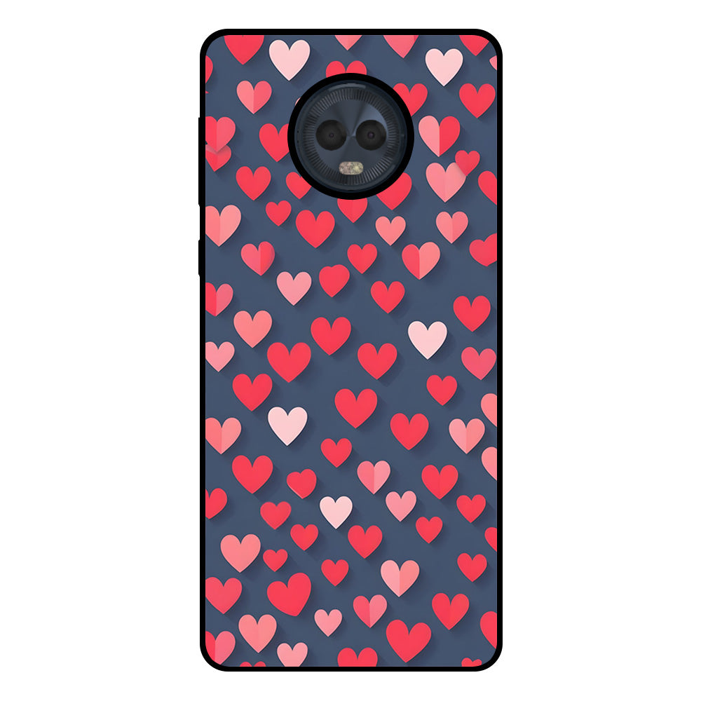 Telefoonhoesje Geschikt voor
Motorola Moto G6 met Roze en Rode Hartjes Opdruk - TPU Backcover Case With
Rosé and Red Heart Design