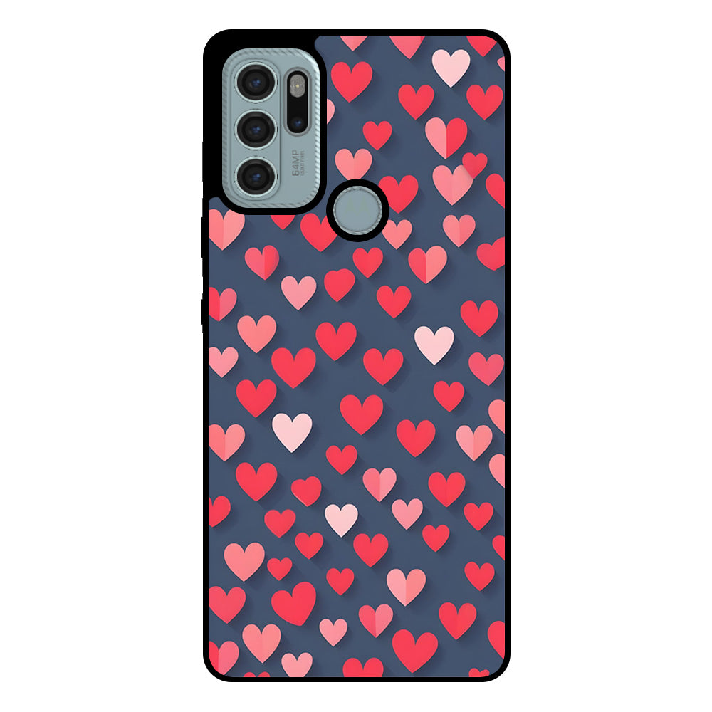Telefoonhoesje Geschikt voor
Motorola Moto G60s met Roze en Rode Hartjes Opdruk - TPU Backcover Case With
Rosé and Red Heart Design
