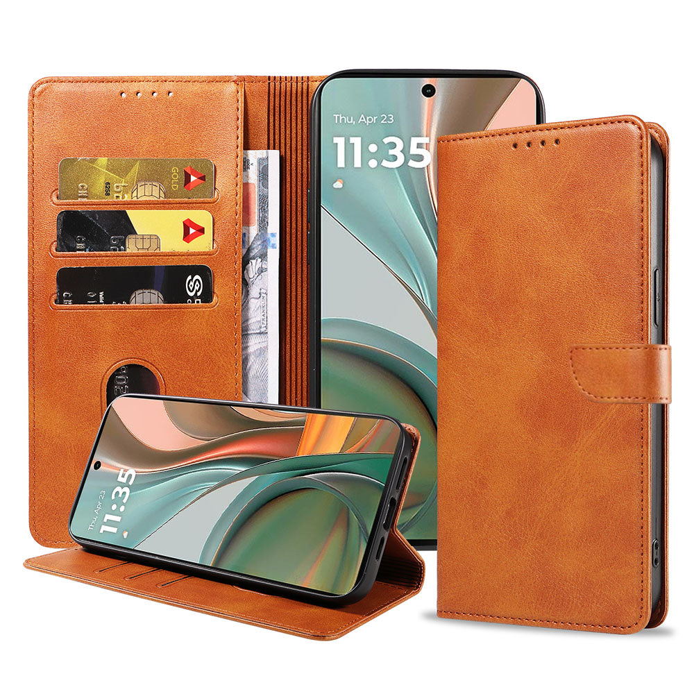Geschikt voor Motorola Moto G75
Telefoonhoesje Kunstleer met Magnetisch lipje en Pasjeshouder Book Case met
Klepje - Walletcase with Cardslot - Bruin - Smartphonica