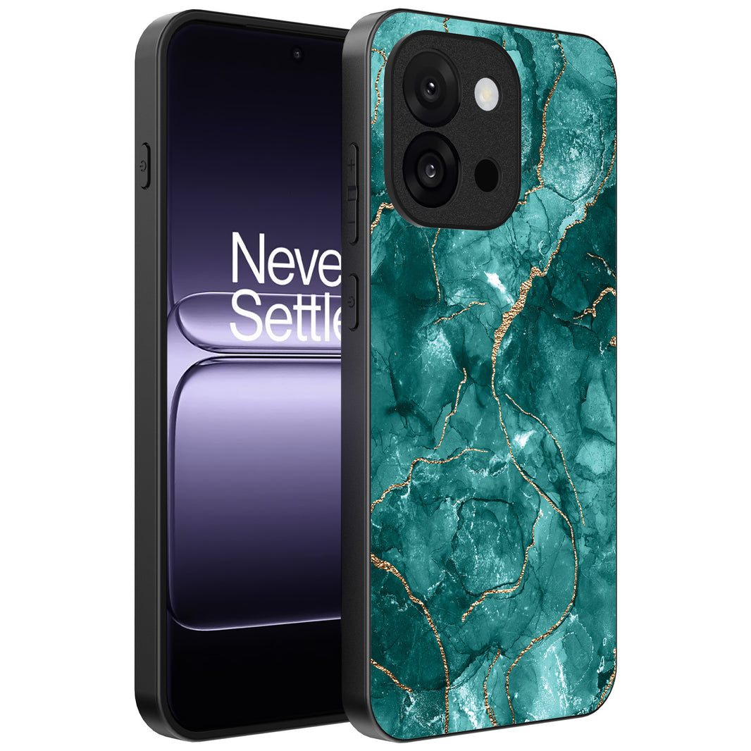 Telefoonhoesje Geschikt voor OnePlus 13T met marmer
opdruk - TPU backcover case marble design - Goud Groen