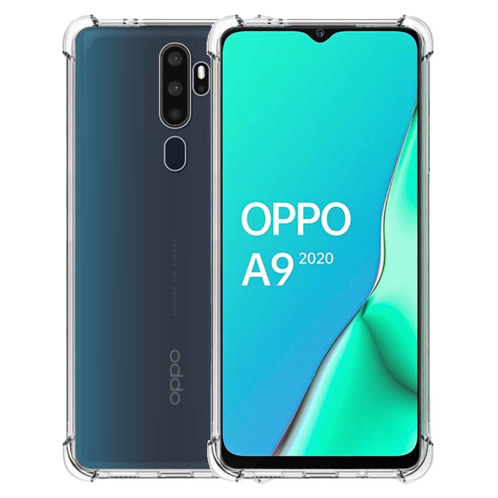 Telefoonhoesje Geschikt voor Oppo A9 (2020) transparant shockproof TPU siliconen hoesje met stootrand