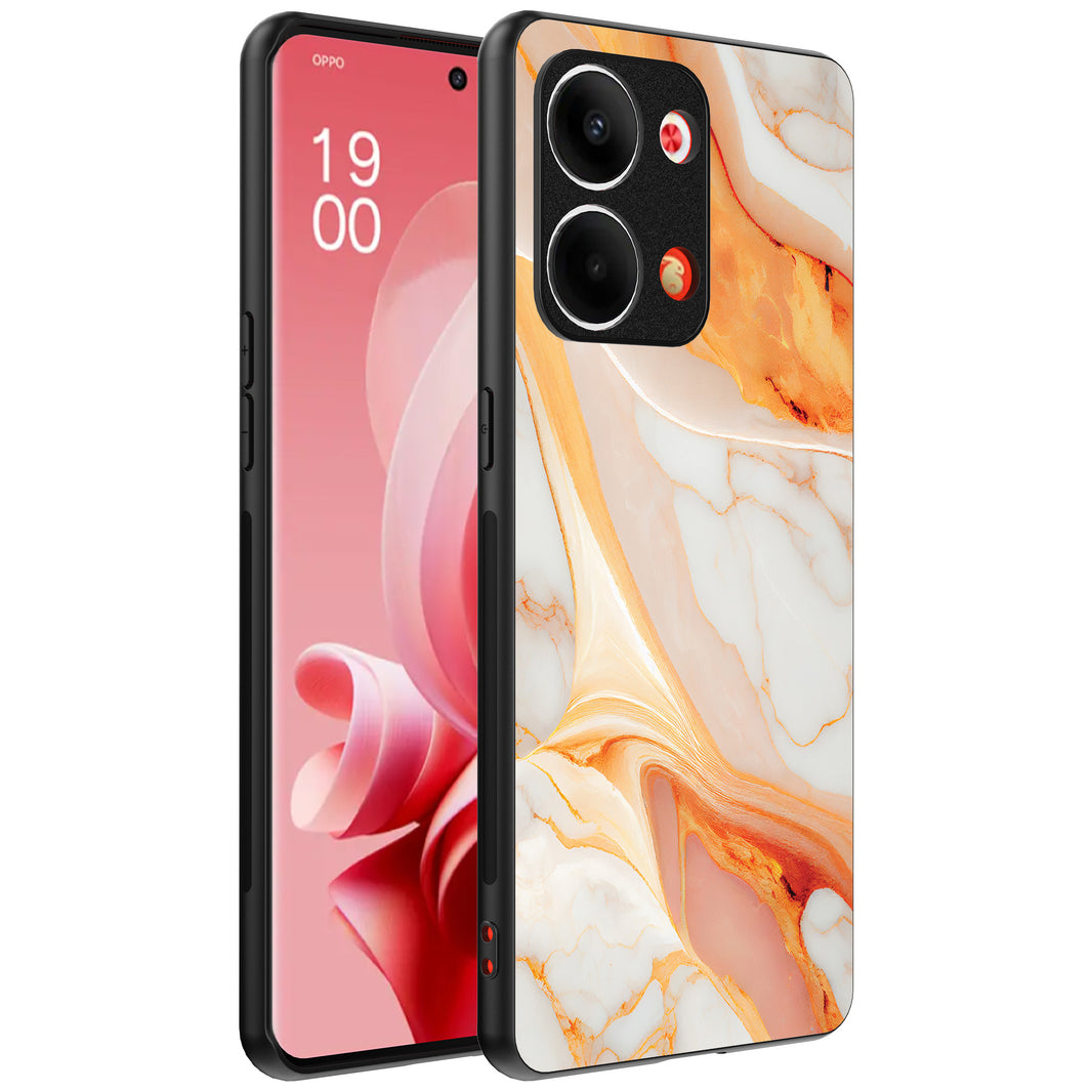 Telefoonhoesje Geschikt voor Oppo Reno 9 / 9 Pro met marmer
opdruk - TPU backcover case marble design - Oranje