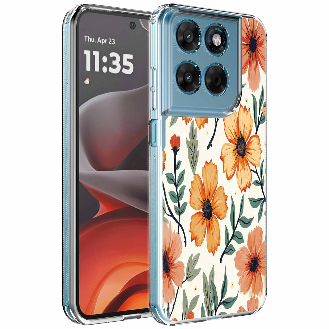 Geschikt voor Motorola Moto G15
Telefoonhoesje met Oranje Bloemen opdruk - Draadloos op te laden - Shockproof
Siliconen TPU Strong Case - Sterk Schokbestendig Telefoonhoesje