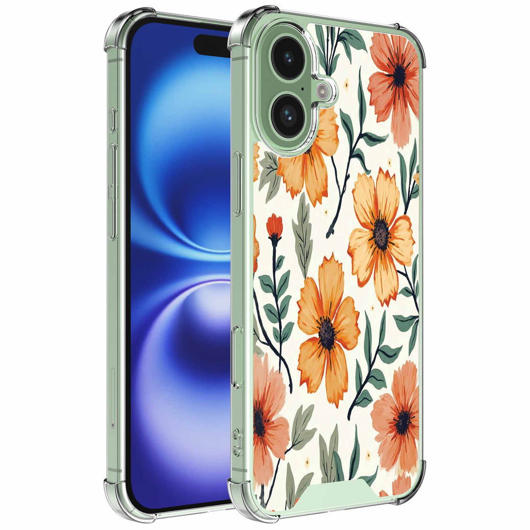 Geschikt voor iPhone 16 Telefoonhoesje
met Oranje Bloemen opdruk - Draadloos op te laden - Shockproof Siliconen TPU
Strong Case - Sterk Schokbestendig Telefoonhoesje