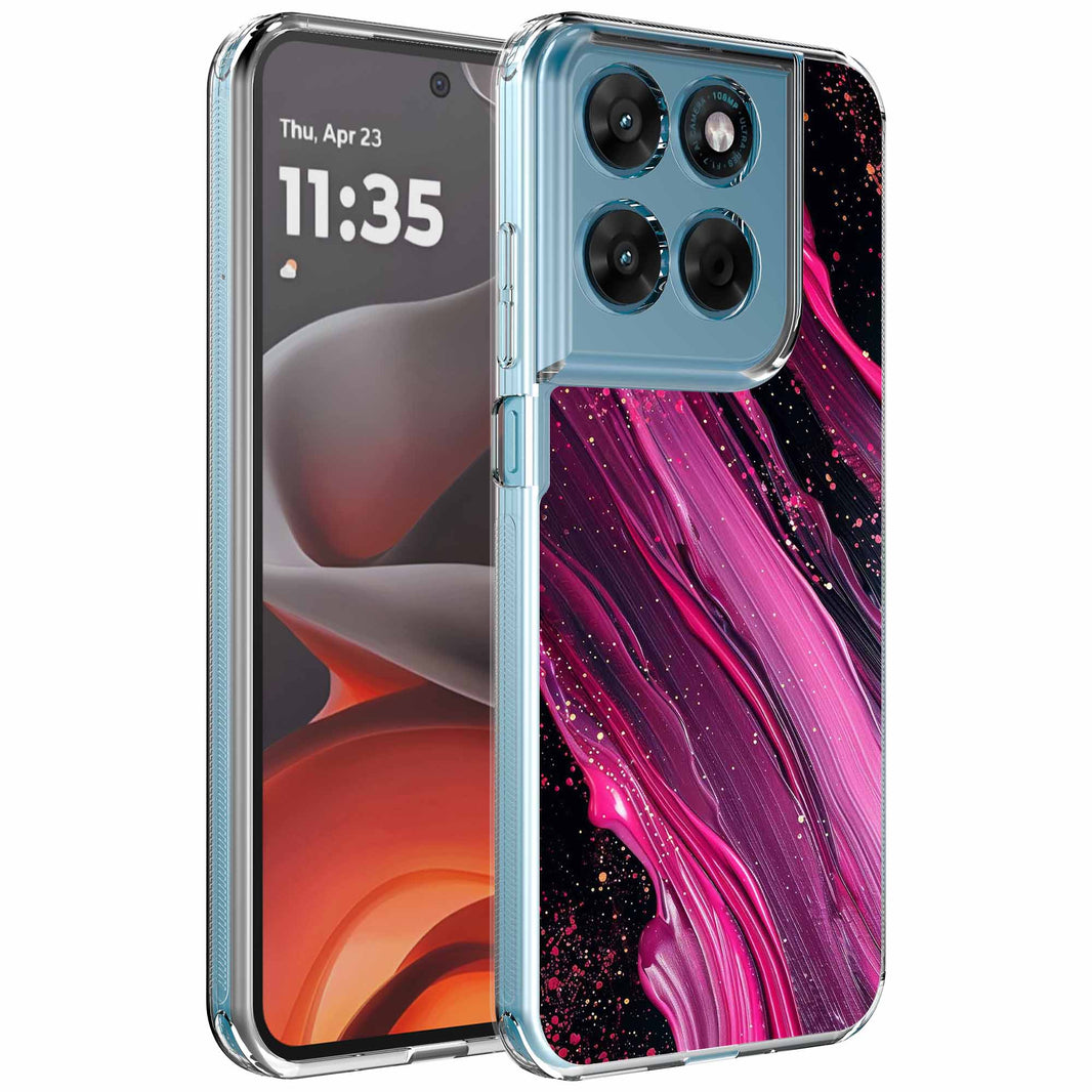 Geschikt voor Motorola Moto G15
Telefoonhoesje met Paars Roze Marmer opdruk - Draadloos op te laden -
Shockproof Siliconen TPU Strong Case - Sterk Schokbestendig Telefoonhoesje