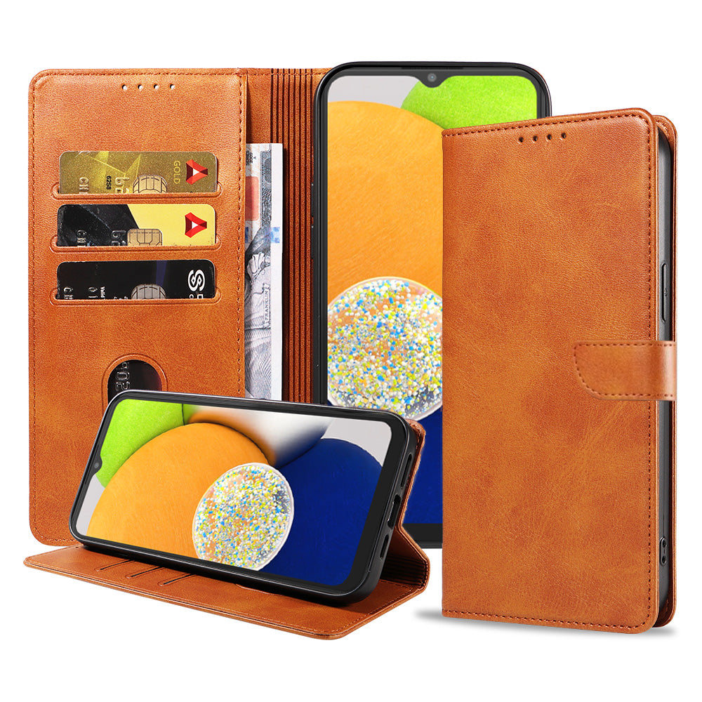 Geschikt voor Samsung
Galaxy A03 Telefoonhoesje Kunstleer met Magnetisch lipje en Pasjeshouder Book
Case met Klepje - Bruin - Smartphonica