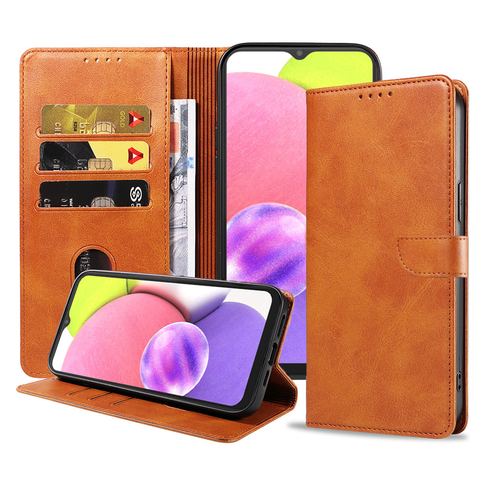 Geschikt voor Samsung
Galaxy A03s Telefoonhoesje Kunstleer met Magnetisch lipje en Pasjeshouder
Book Case met Klepje - Bruin - Smartphonica