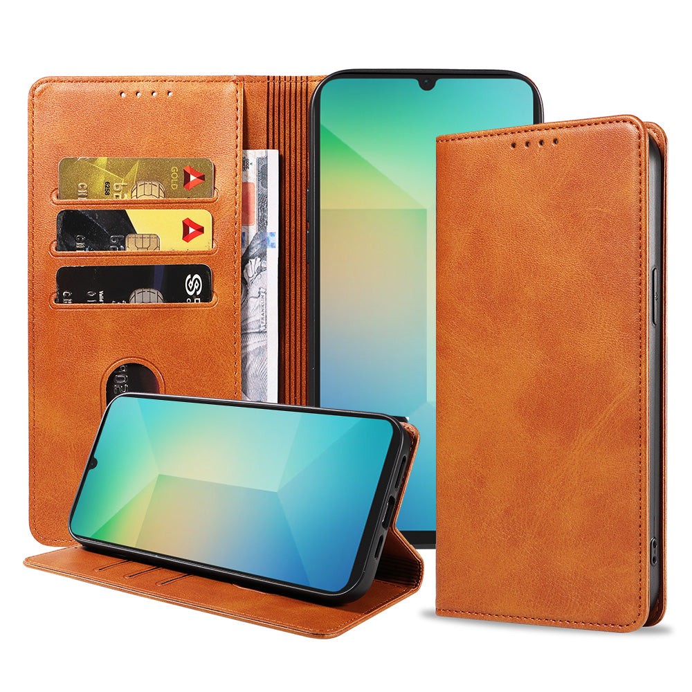 Telefoonhoesje Geschikt voor Samsung
Galaxy A06 Kunstleer met Magnetische sluiting en Pasjeshouder Bookcase met
Klepje - Bruin