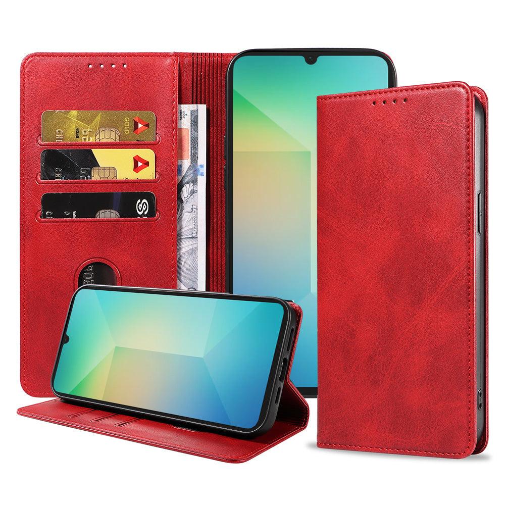 Telefoonhoesje Geschikt voor Samsung
Galaxy A06 Kunstleer met Magnetische sluiting en Pasjeshouders Bookcase met
Klepje - Rood
