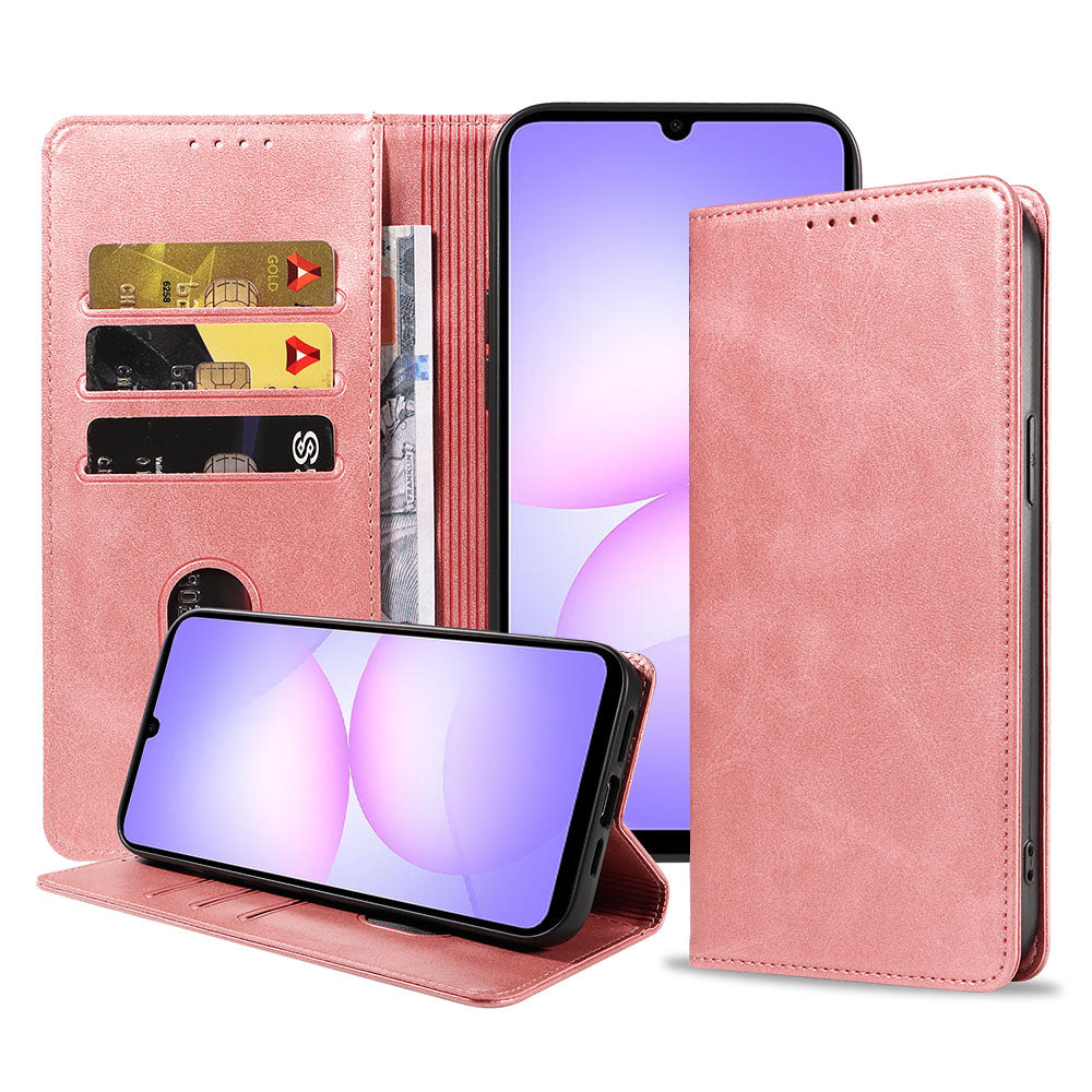 Geschikt voor Samsung Galaxy A07
Telefoonhoesje Kunstleer met Magnetische sluiting en Pasjeshouder Bookcase
met Klepje - Walletcase with Cardslot - Rosé Goud - Smartphonica