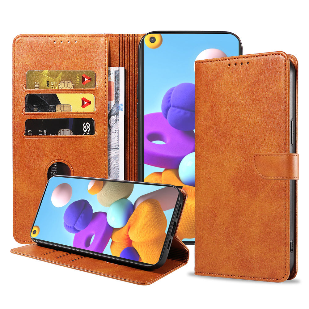 Geschikt voor Samsung
Galaxy A21 Telefoonhoesje Kunstleer met Magnetisch lipje en Pasjeshouder Book
Case met Klepje - Bruin - Smartphonica