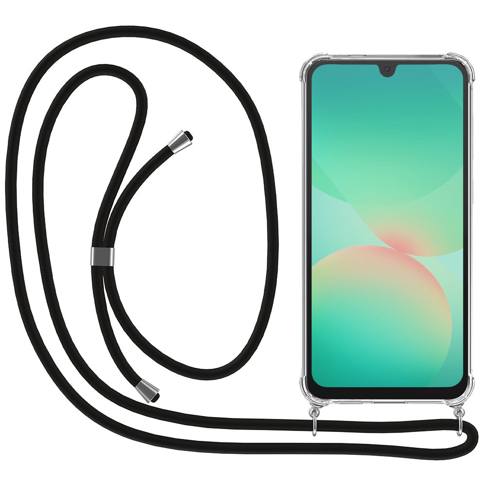 Telefoonhoesje
Geschikt voor Samsung Galaxy A26 met Koord en Stootrand - Hoesje met
Telefoonkoord - TPU Backcover Case Shockproof met Lanyard - Transparant