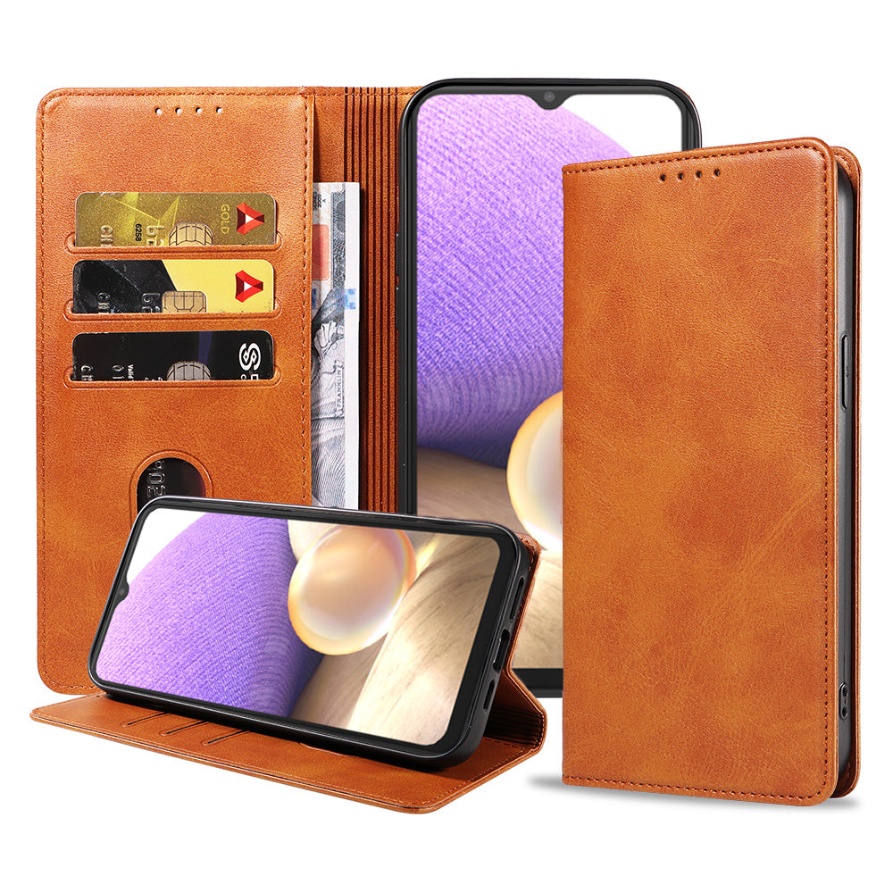 Geschikt voor Samsung
Galaxy A32 5G Telefoonhoesje Kunstleer met Magnetisch lipje en Pasjeshouder
Book Case met Klepje - Bruin - Smartphonica