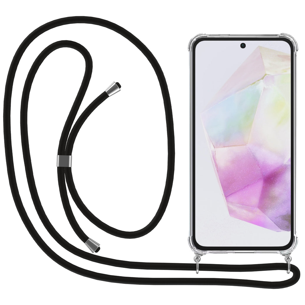 Telefoonhoesje
Geschikt voor Samsung Galaxy A35 met Koord en Stootrand - TPU Backcover
Shockproof met Lanyard - Transparant