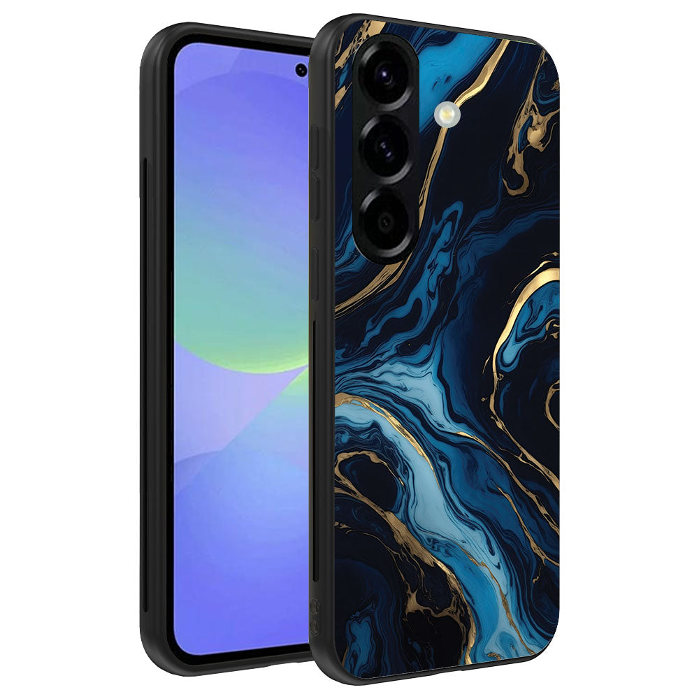 Telefoonhoesje
Geschikt voor Samsung Galaxy A36 met marmer opdruk - TPU backcover case gold
blue marble design - Goud Blauw