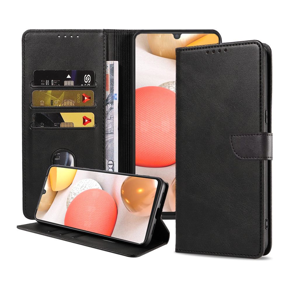Geschikt voor Samsung Galaxy A42 5G
Telefoonhoesje Kunstleer met Magnetisch lipje en Pasjeshouder Book Case met
Klepje - Zwart - Smartphonica