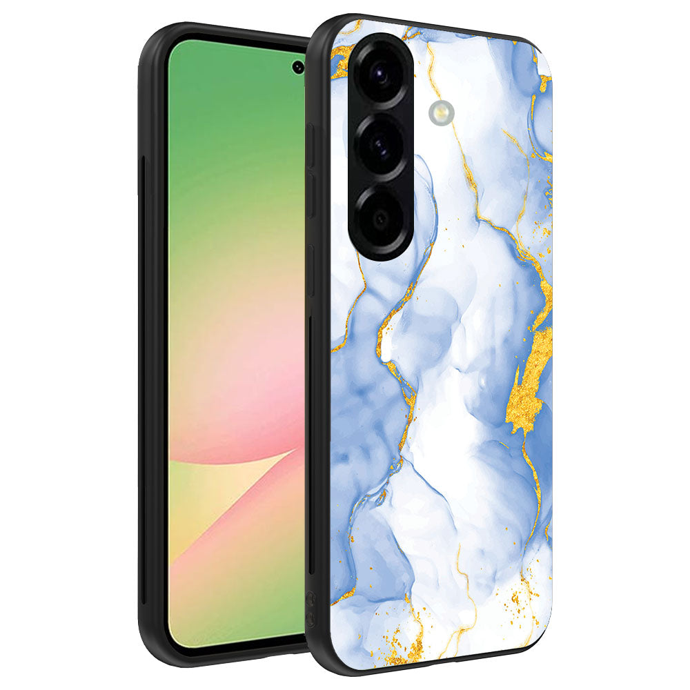 Telefoonhoesje
Geschikt voor Samsung Galaxy A56 met Lichtblauw Goud Marmer Opdruk - TPU
Backcover Case Lightblue Gold Marble Design