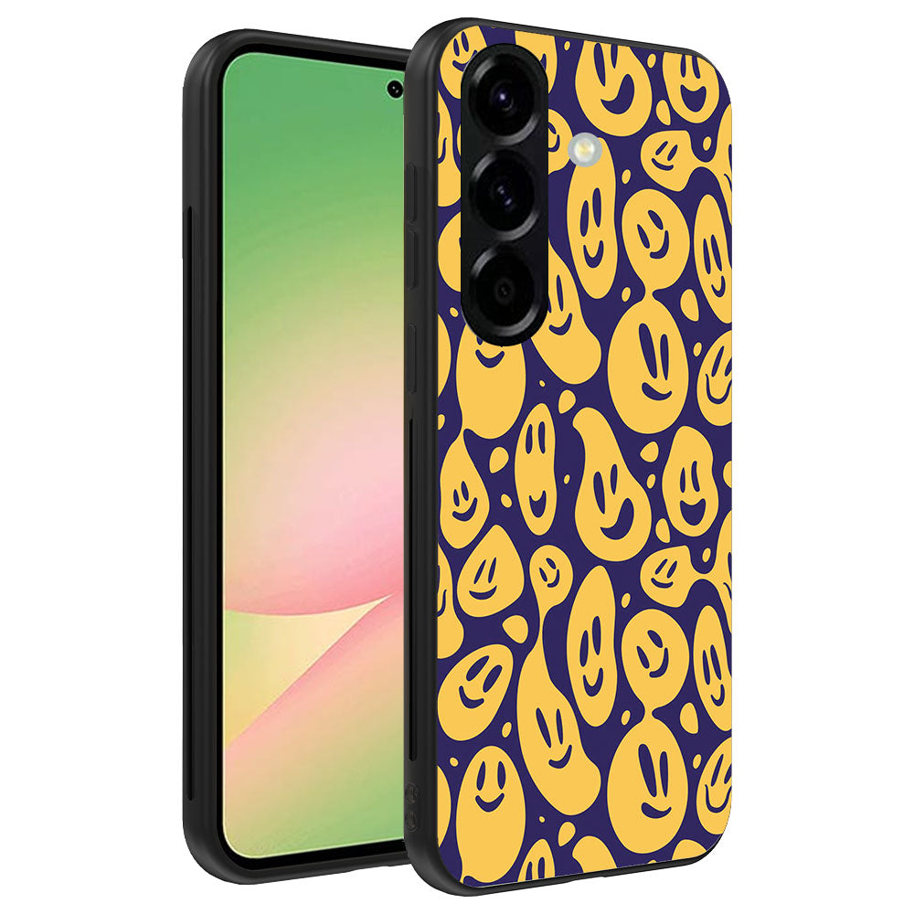 Telefoonhoesje
Geschikt voor Samsung Galaxy A56 met smiley opdruk - TPU backcover case emoji
design - Paars Geel