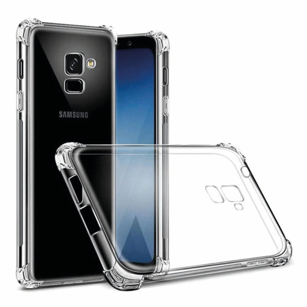 Telefoonhoesje Geschikt voor Samsung Galaxy A8 2018 transparant shockproof TPU siliconen hoesje met stootrand