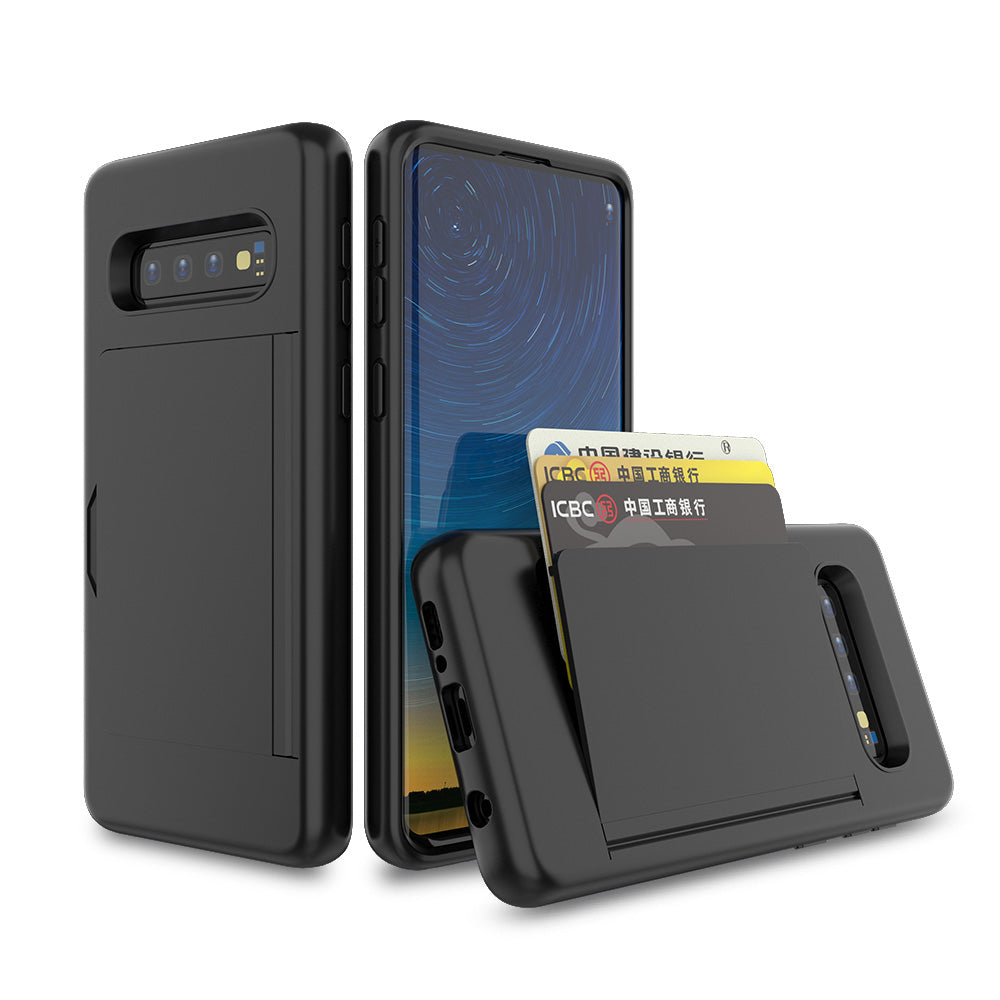 Telefoonhoesje
Geschikt voor Samsung Galaxy S10 sterk TPU met pasjeshouder - TPU strong case
with card slot - Zwart