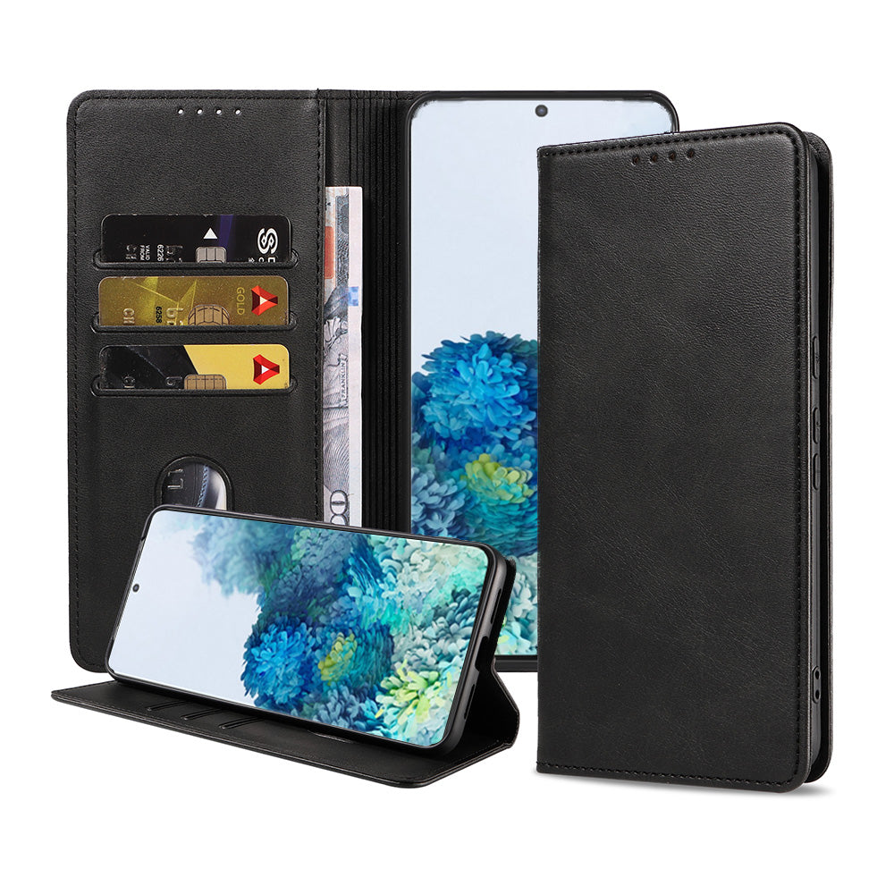 Samsung Galaxy S20 Plus kunstleren hoesje met magnetische sluiting en pashouders book case - zwart