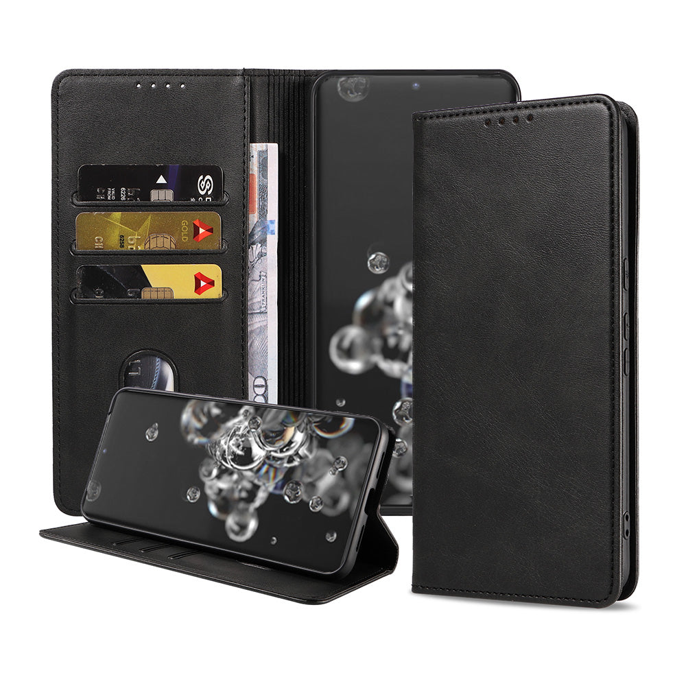 Samsung Galaxy S20 Ultra kunstleren
hoesje met magnetische sluiting en pashouders book case - zwart