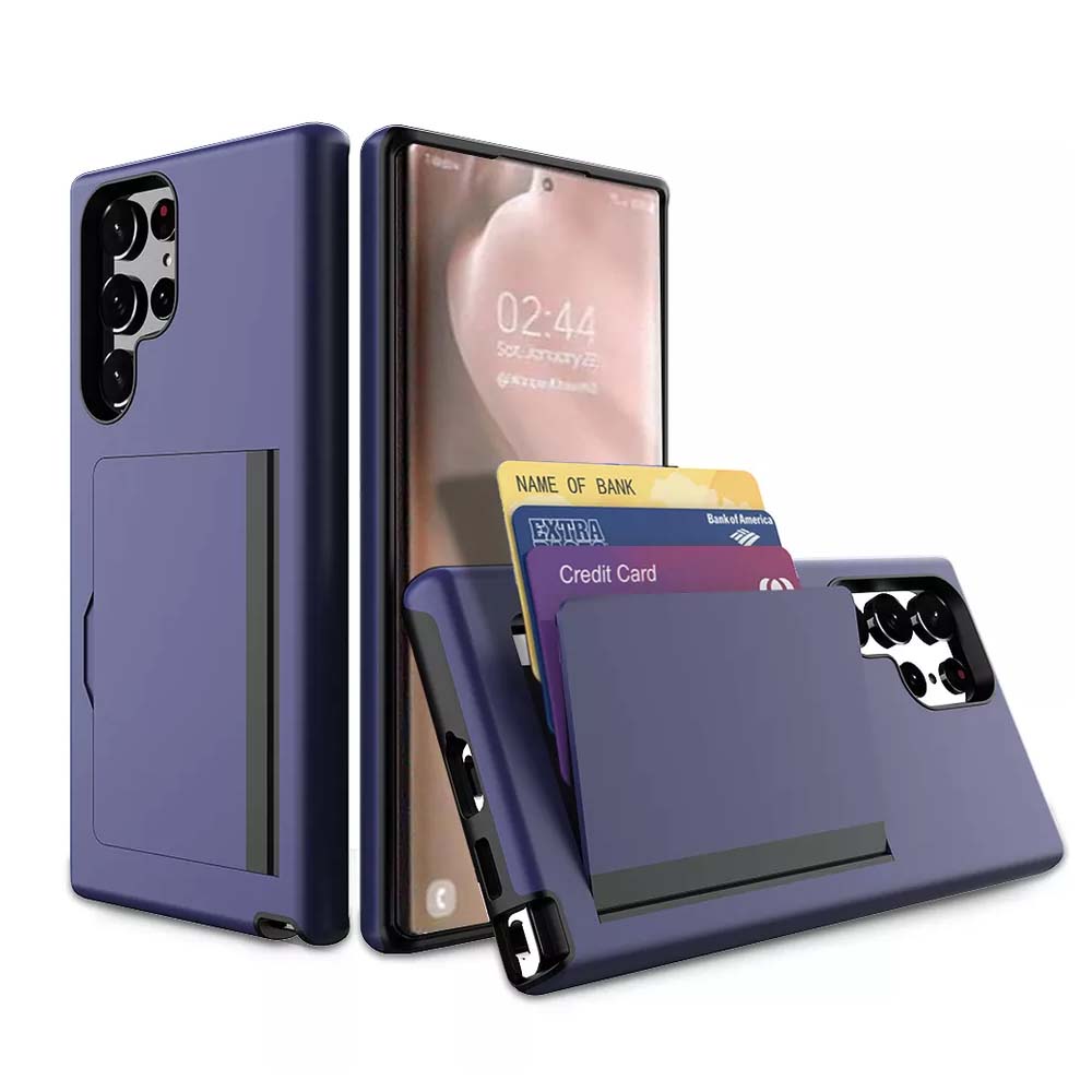 Samsung Galaxy S22 Plus hoesje sterk TPU met pashouder - Donkerblauw