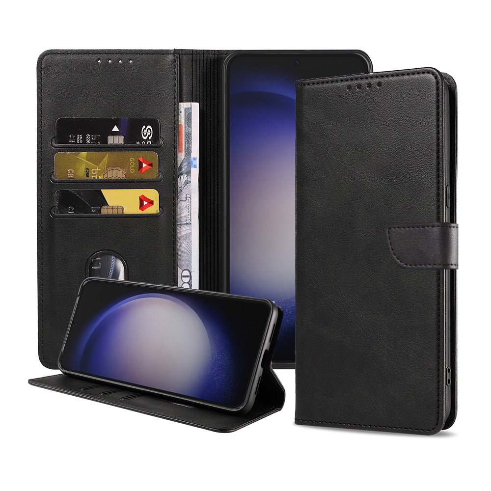 Geschikt voor Samsung Galaxy S23 Plus
Telefoonhoesje Kunstleer met Magnetisch lipje en Pasjeshouder Book Case met
Klepje - Zwart - Smartphonica