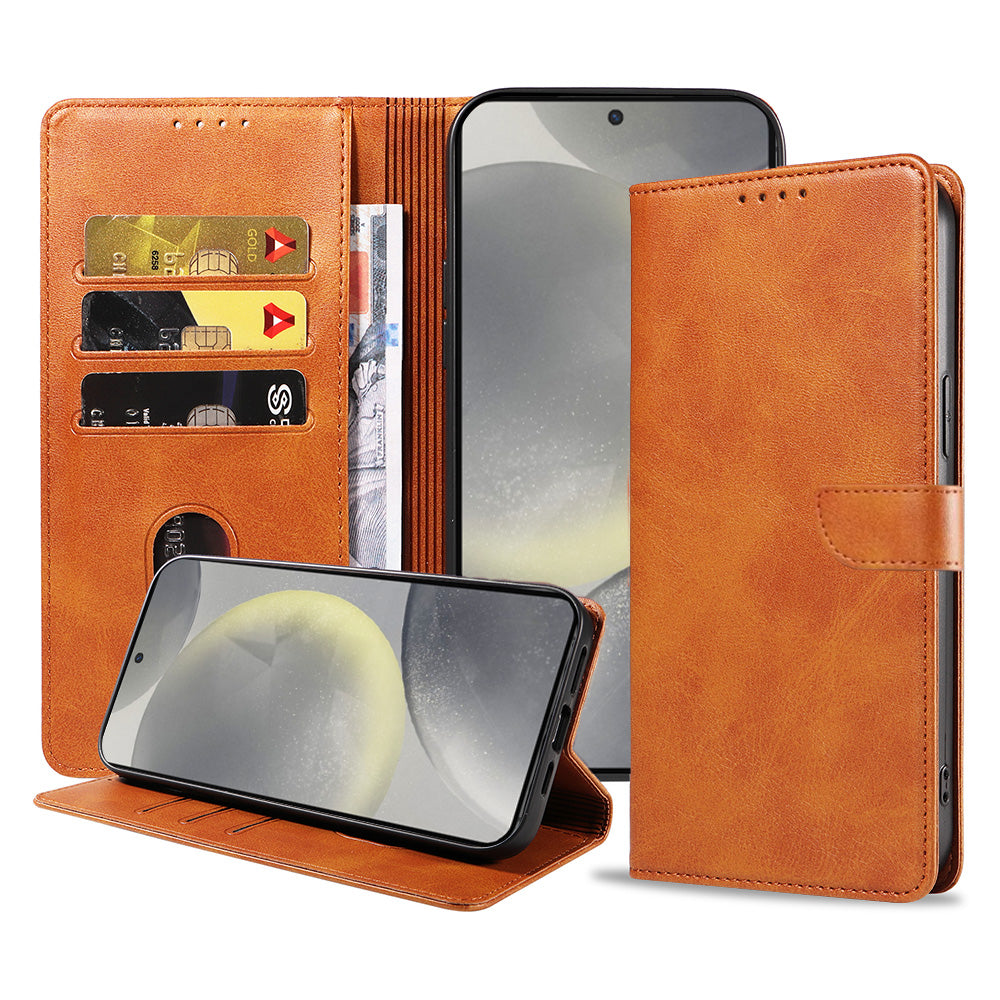 Geschikt voor Samsung Galaxy S24
Telefoonhoesje Kunstleer met Magnetisch lipje en Pasjeshouder Book Case met
Klepje - Bruin - Smartphonica