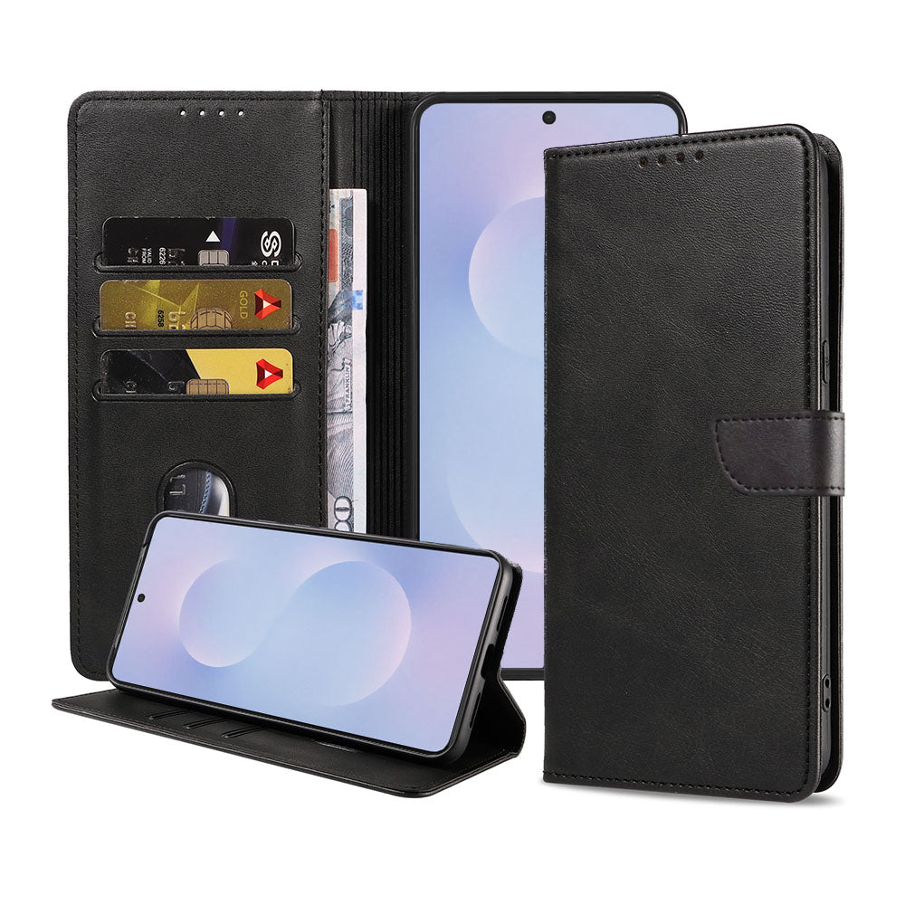 Geschikt voor Samsung Galaxy S25 Edge
Telefoonhoesje Kunstleer met Magnetisch lipje en Pasjeshouder Book Case met
Klepje - Walletcase with Cardslot - Zwart - Smartphonica